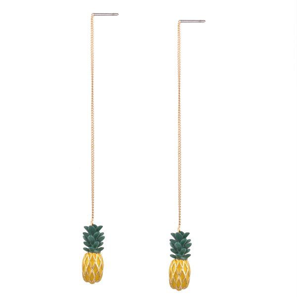 

Pineapple Shape Chain Drop Earrings, Yellow