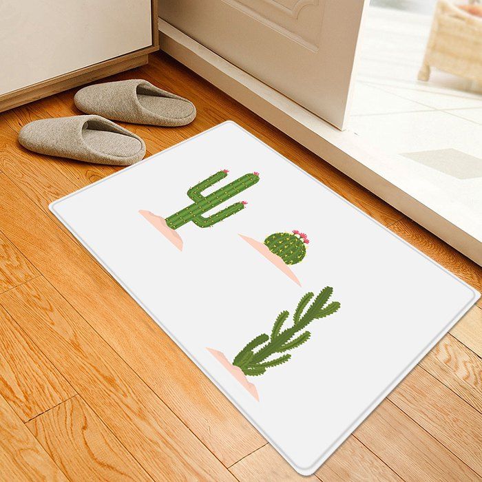 

Cactus Flower Pattern Anti-skid Water Absorption Area Rug, Green
