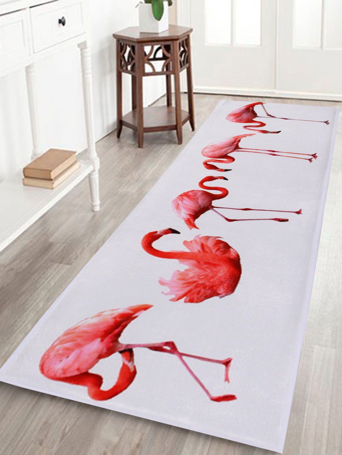 

Flamingo Floor Coral Velvet Bath Rug, White