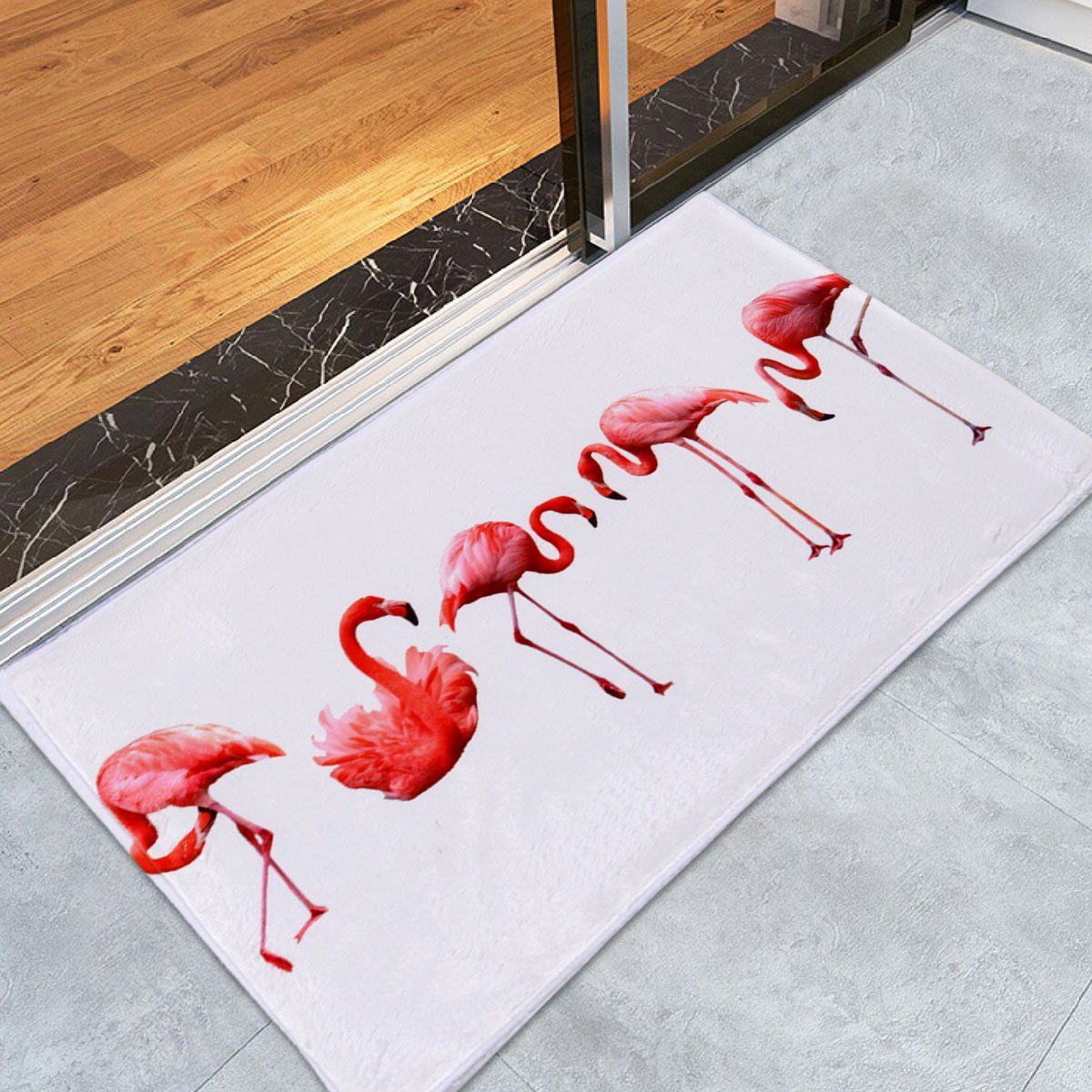 

Flamingo Floor Coral Velvet Bath Rug, White