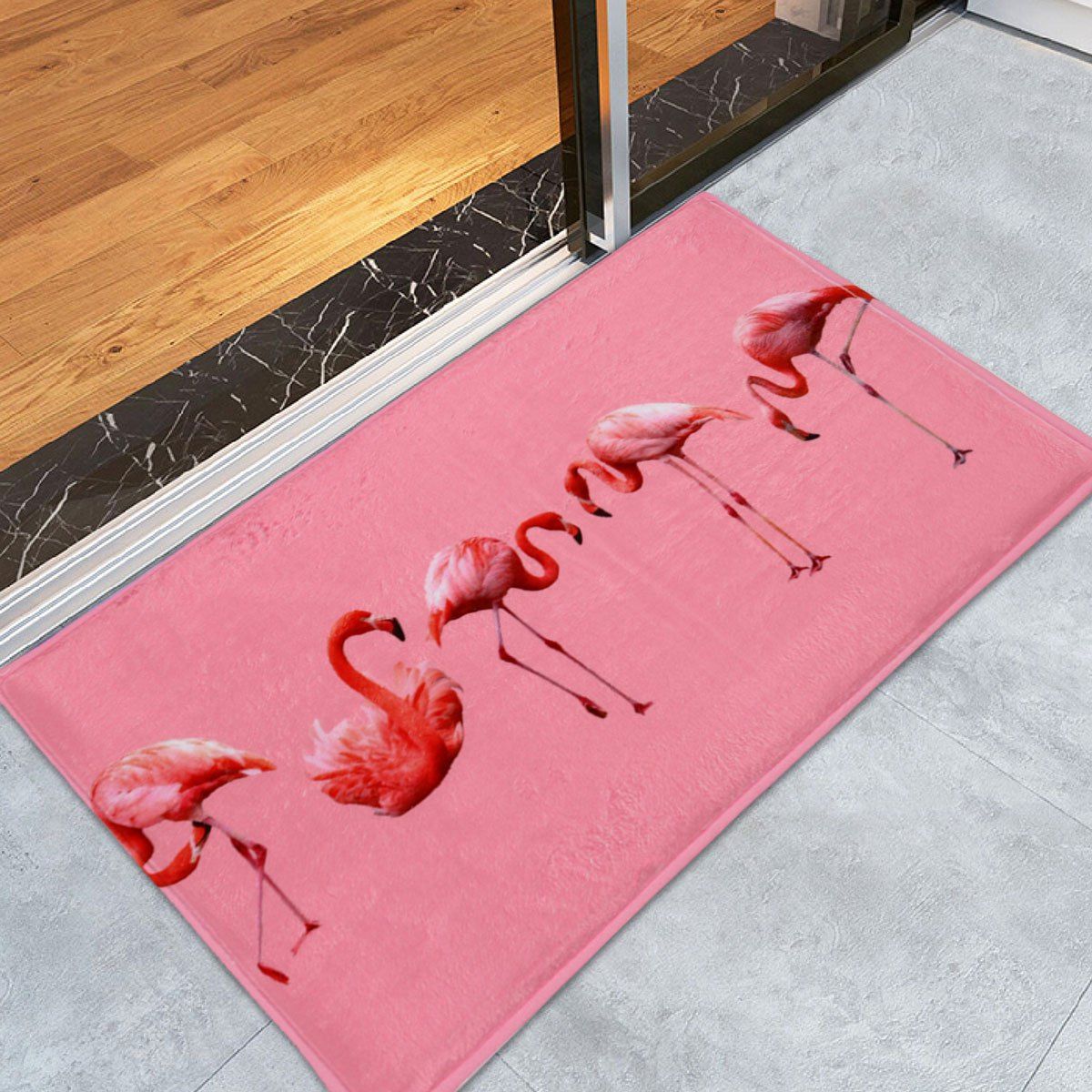 

Flamingo Floor Coral Velvet Bath Rug, Pink