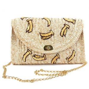 Fruit Embroidery Straw Crossbody Bag