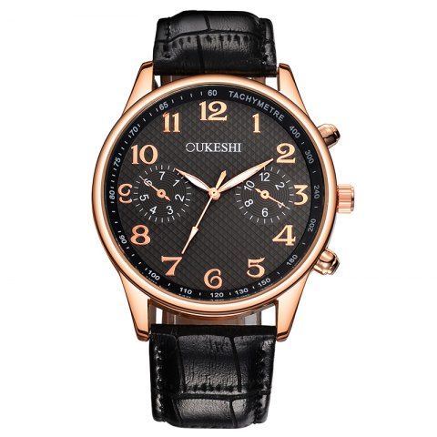 Firstgrabber OUKESHI Tachymeter Number Faux Leather Strap Watch