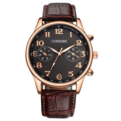 Firstgrabber OUKESHI Tachymeter Number Faux Leather Strap Watch
