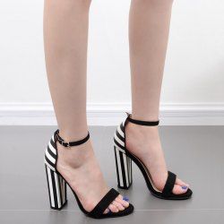 Ankle Strap Striped Pattern Sandals