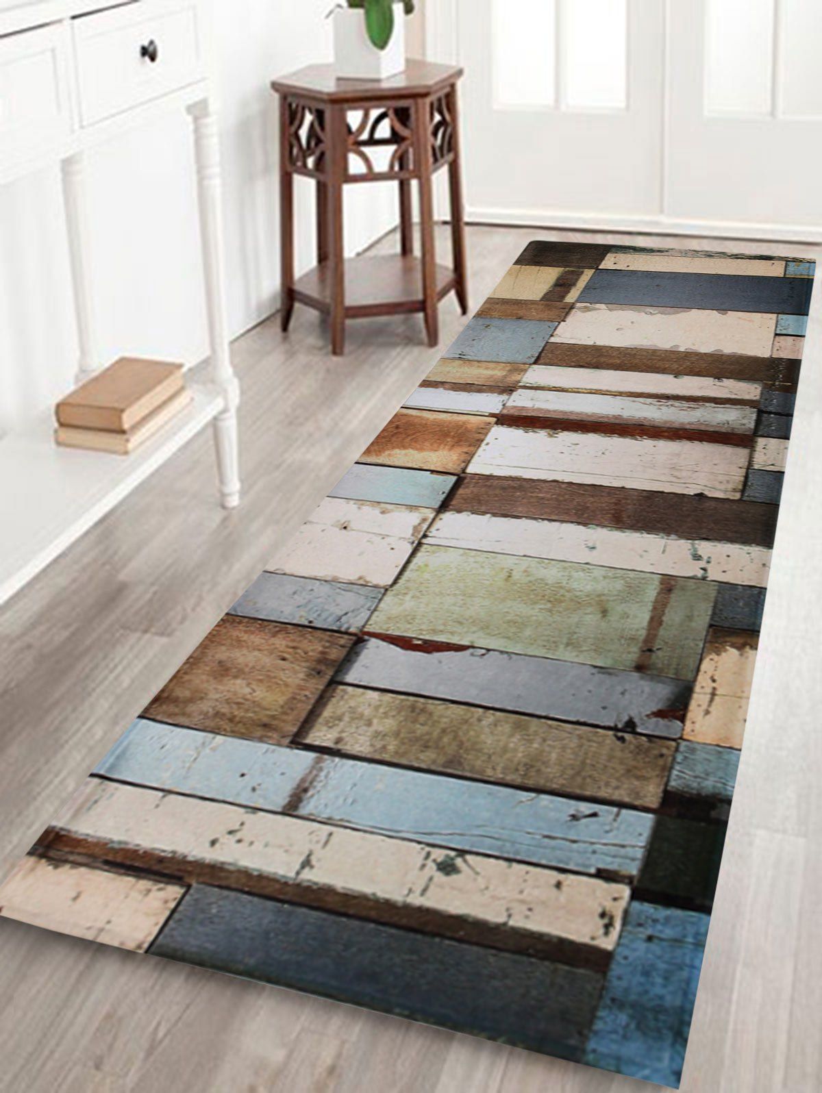 

Vintage Woodgrain Home Entrance Coral Fleece Mat, Colormix