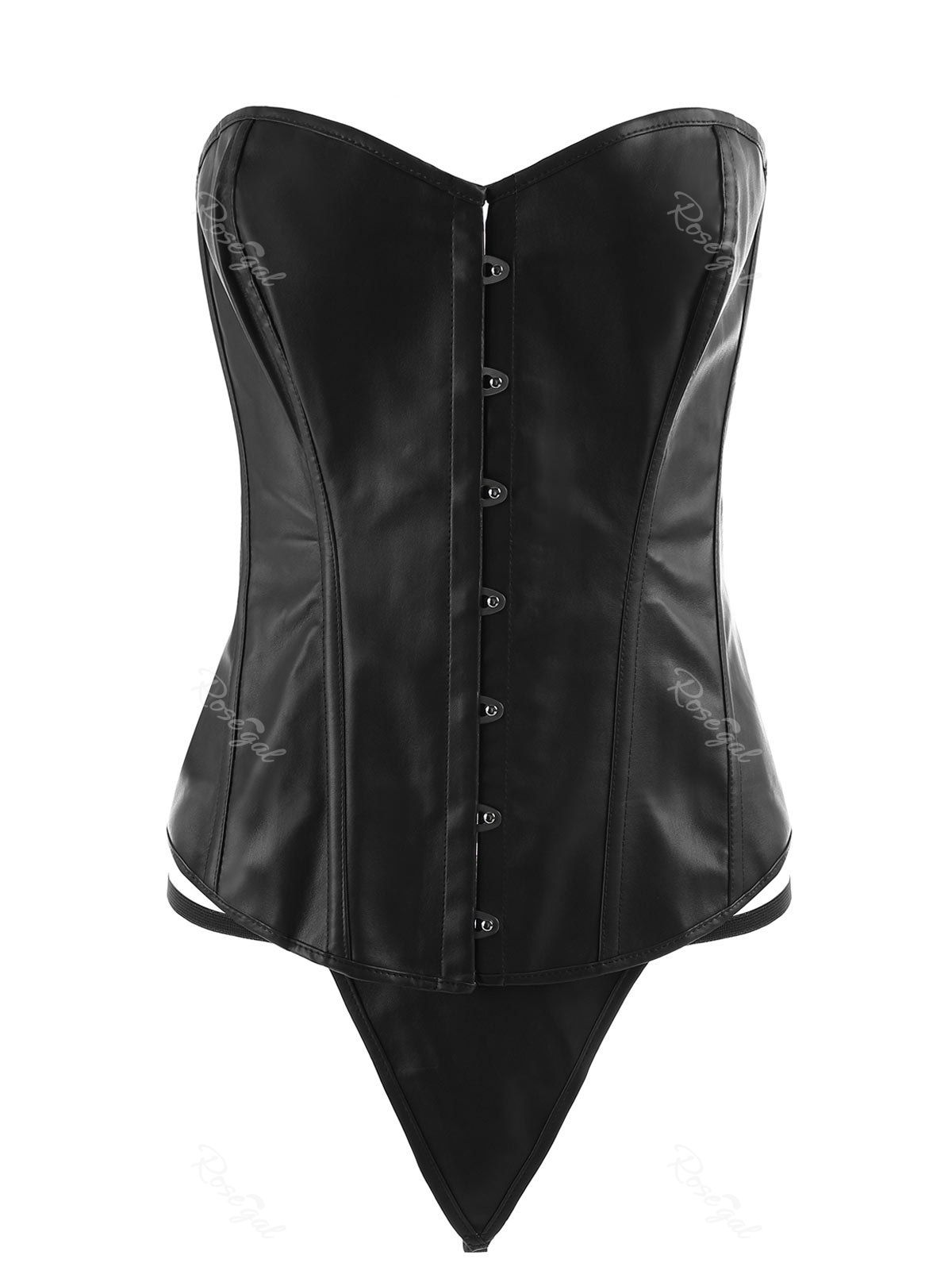 

Plus Size Faux Leather Steel Boned Corset, Black