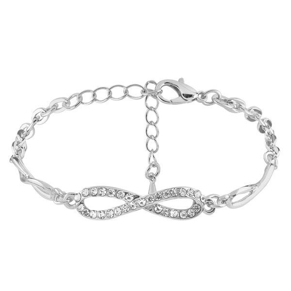 

Rhinestone 8 Infinite Chain Bracelet, Silver