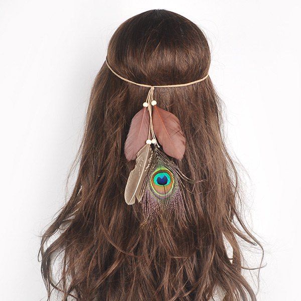 

Peacock Feather Indian Charm Headwear, Brown