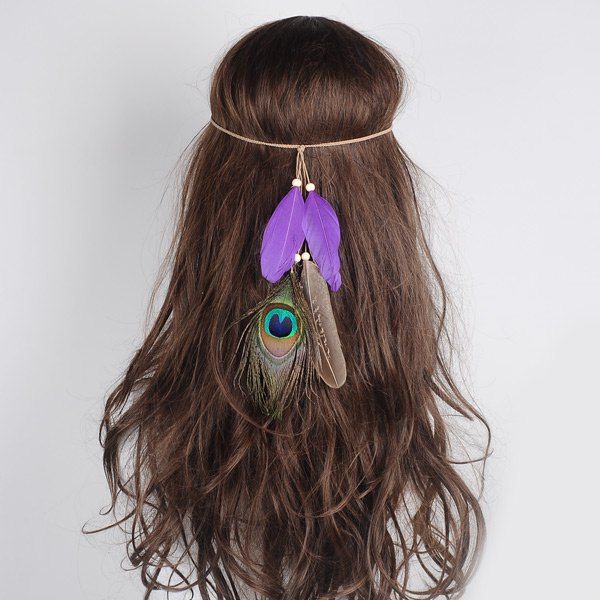 

Peacock Feather Indian Charm Headwear, Purple