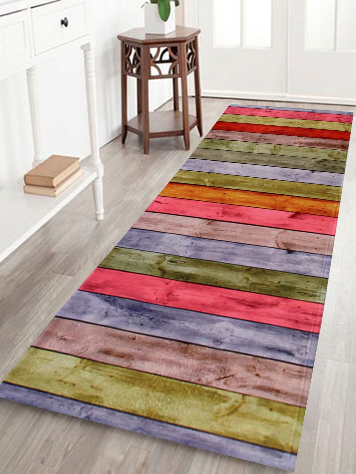 

Non-Slip Absorbent Wood Grain Bathroom Rug, Colormix