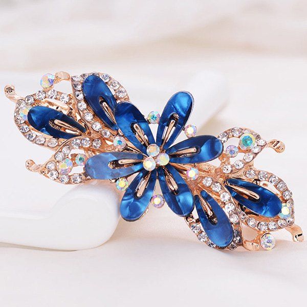 

Faux Crystal Floral Hollow Out Barrette, Blue