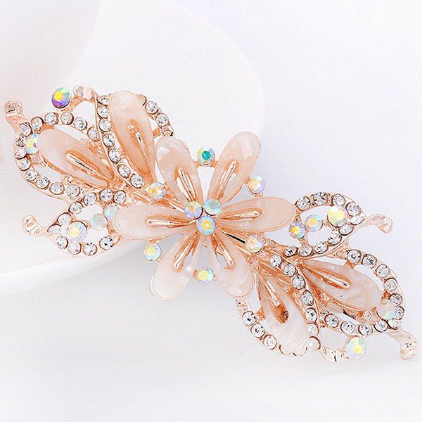 

Faux Crystal Floral Hollow Out Barrette, Off-white