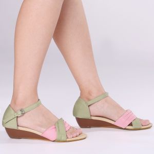 Color Block Low Wedge Sandals