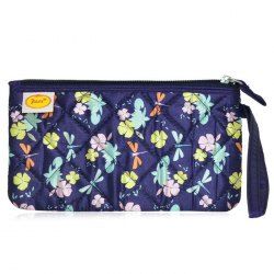 Satin Zip Top Quilted Wristlet