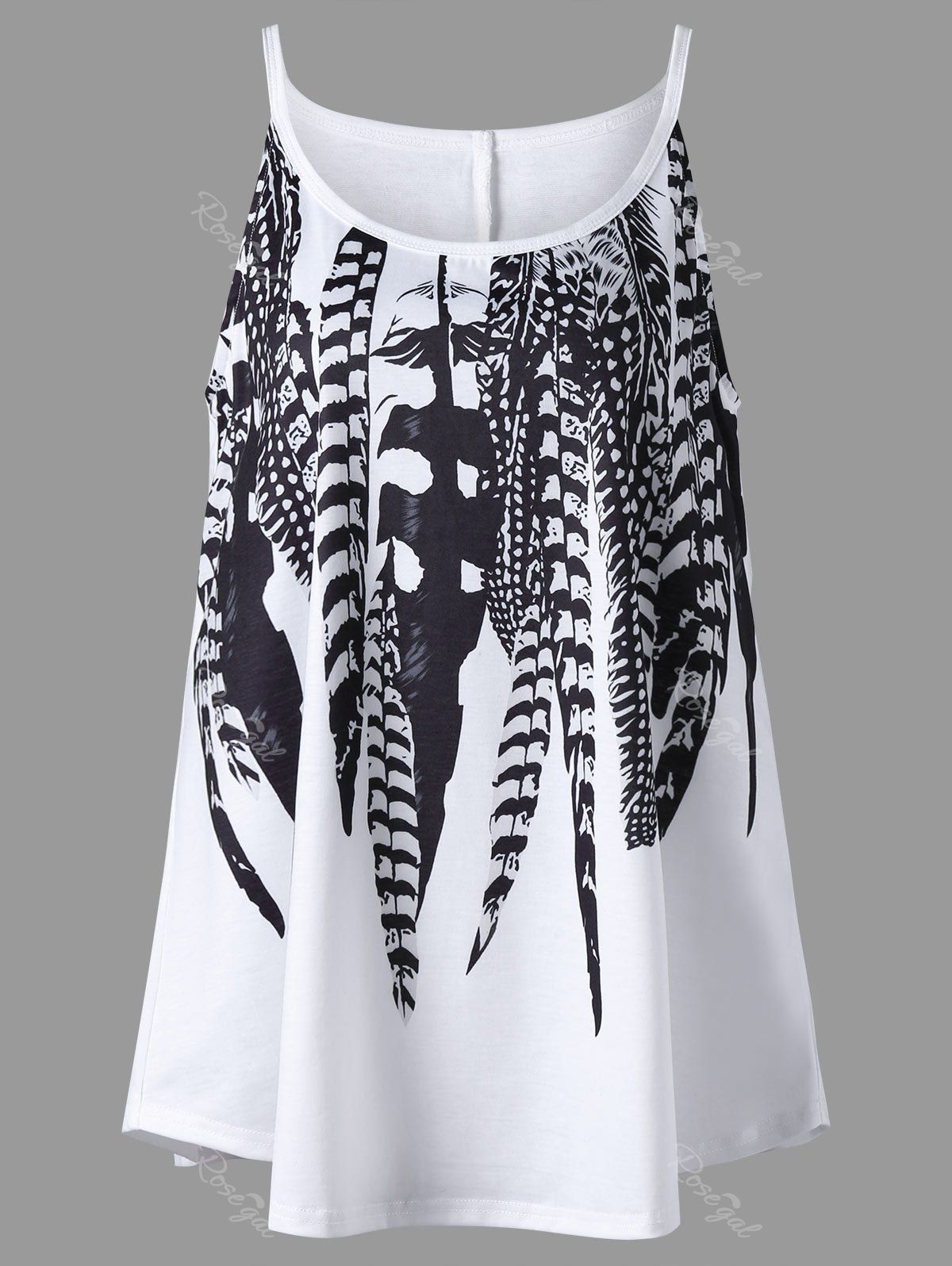 

Plus Size Feather Print Cami Top, White