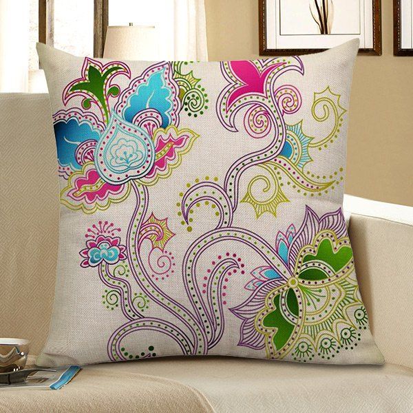 

Floral Printed Decorative Pillow Case, Colorful