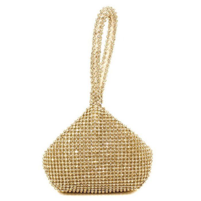 

Geometric Shaped Rhinestone Evening Bag, Golden