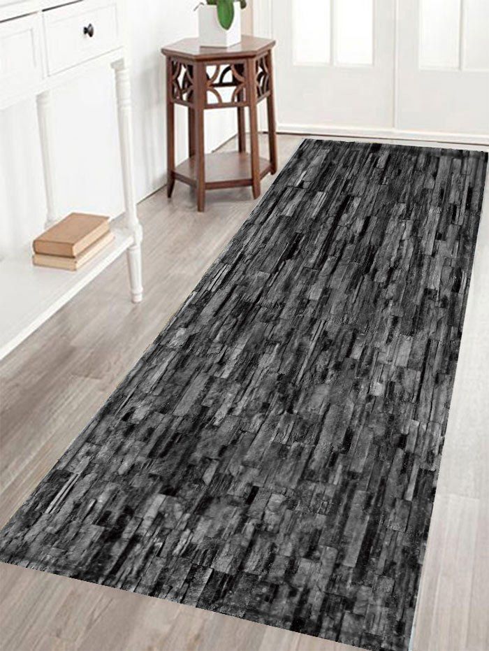 

Brick Wall Print Crystal Velvet Fabric Bath Rug, Black