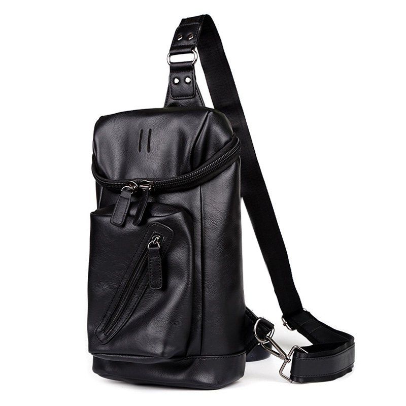 2018 Faux Leather Zippers Crossbody Bag In Black | Rosegal.com