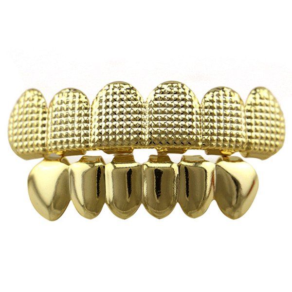 

Hip Hop Cool Top Bottom Teeth Grillz Set, Golden