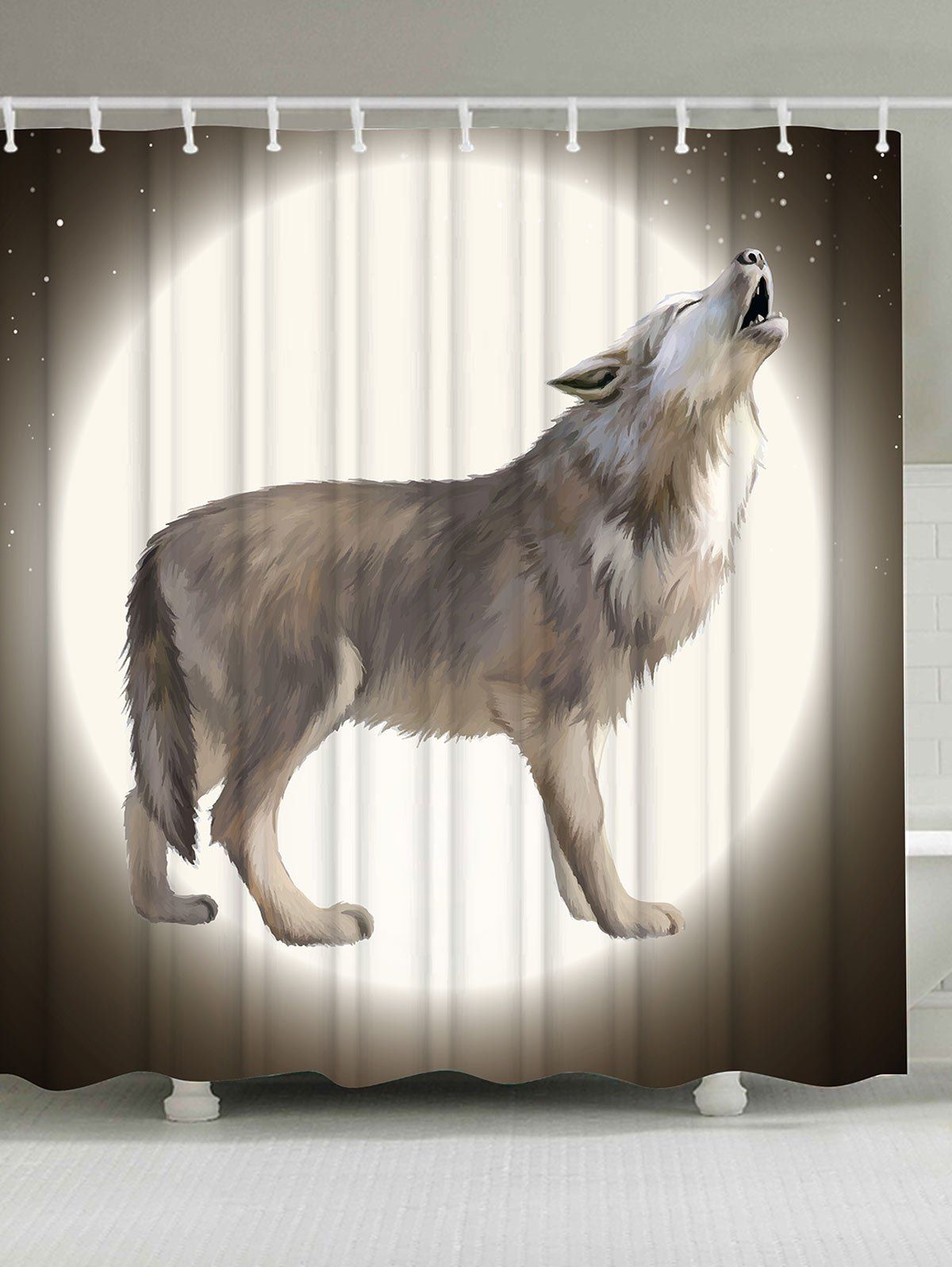 

Moon Wolf Printed Shower Curtain For Bathroom, Colormix