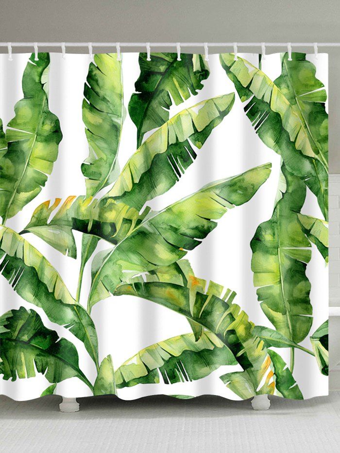 

Banana Leaf Polyester Fabric Shower Curtain, Green