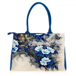 Flower Print Canvas Handbag