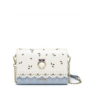 Owl Embellished Scalloped Crossbody Bag