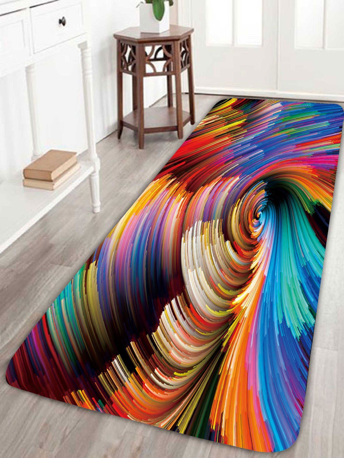 

Psychedelic Vortex Print Skidproof Bathroom Rug, Colorful