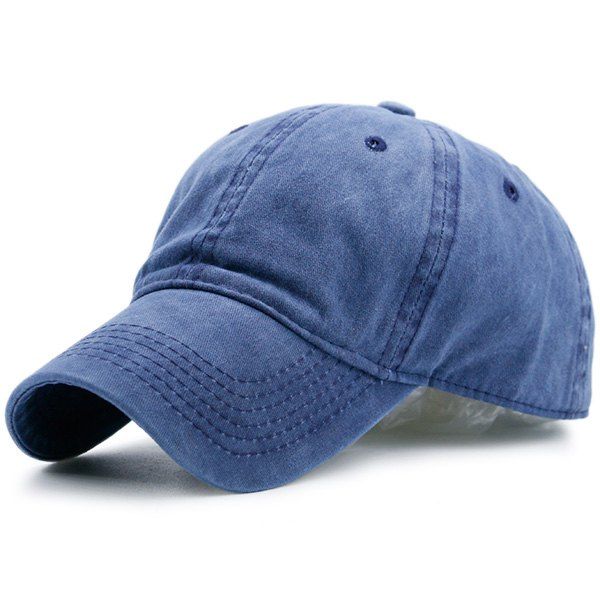 Nostalgic Baseball Lines Embroidery Cap, Blue