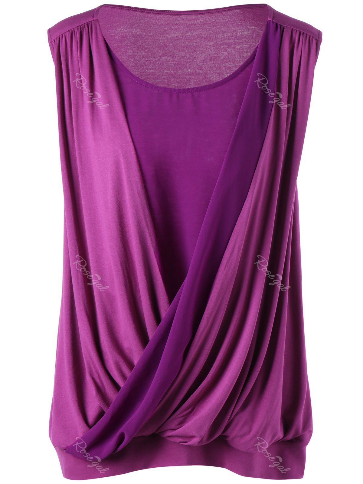 

Sleeveless Surplice Plus Size Top, Purplish red