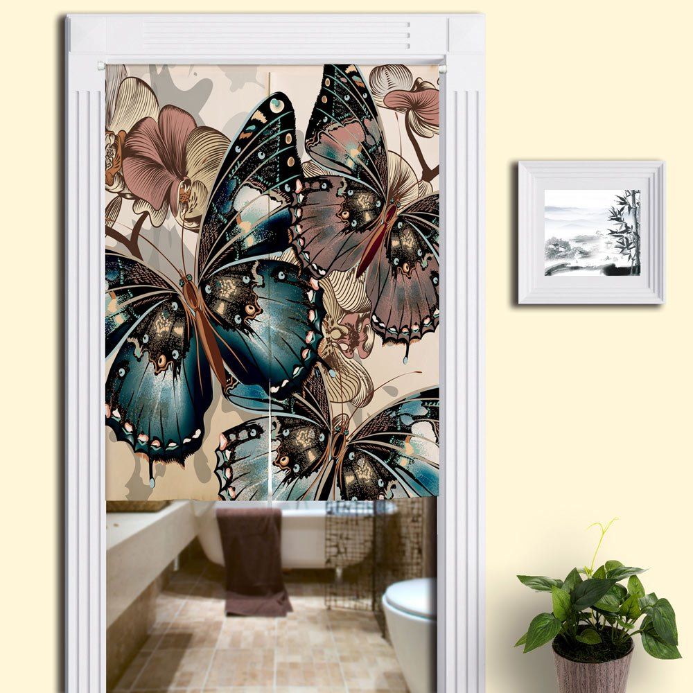 17 Off Bathroom Decor Butterflies Print Door Curtain Rosegal