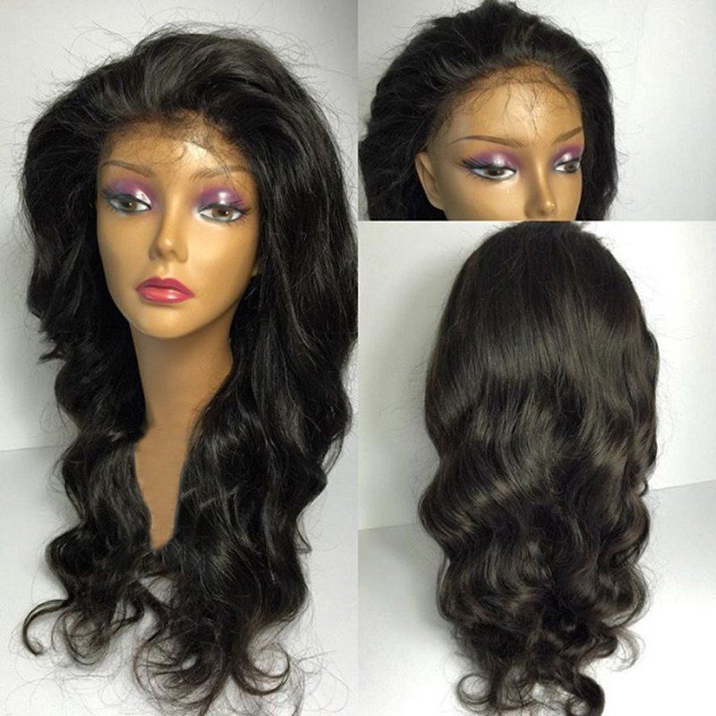 

Long Fluffy Free Part Wavy Lace Front Synthetic Wig, Black