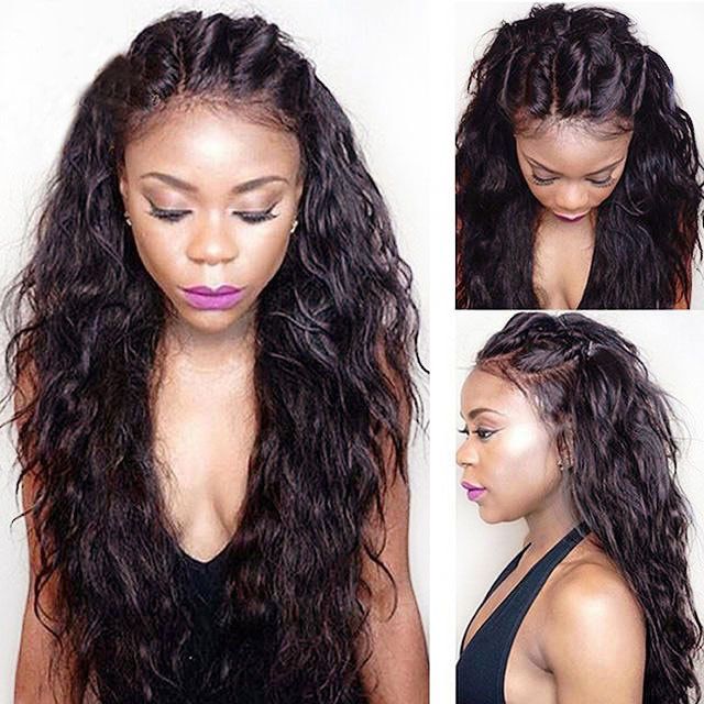 

Long Shaggy Free Part Water Wave Lace Front Synthetic Wig, Brown