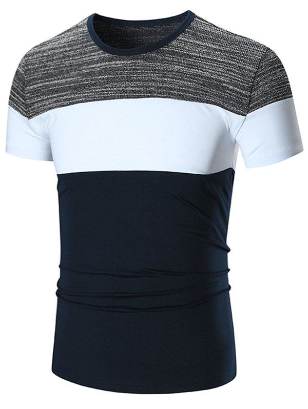 

Color Block Short Sleeve T-shirt, Blue