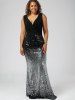 Plus Size Sequins Fishtail Maxi Evening Prom Dress -  