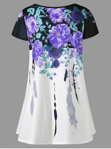 

Plus Size Floral Longline Top, Purple