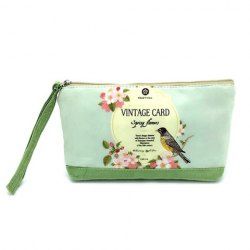 Suede Panel Cartoon Print Wristlet