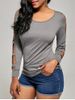 Elegant Scoop Neck Solid Color Cut Out T-Shirt For Women -  
