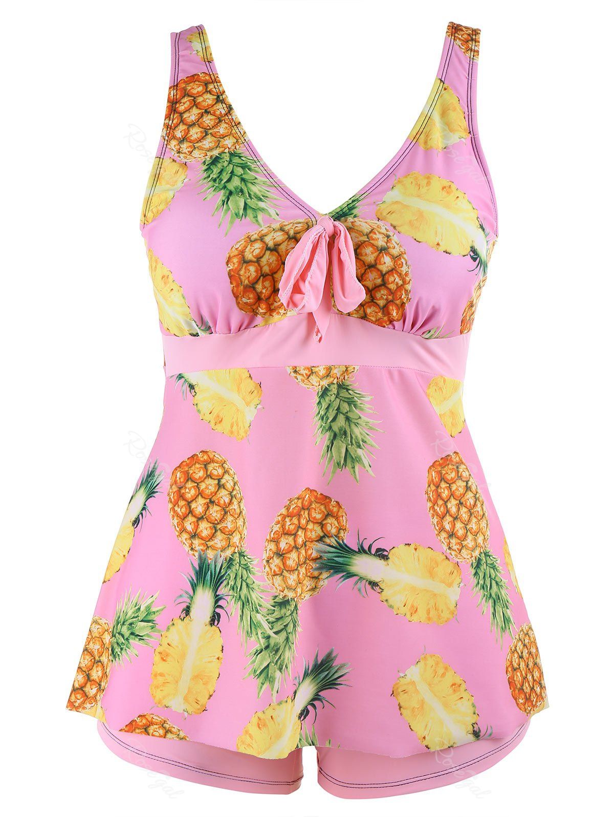 

Pineapple Print Plus Size Tankini Set, Pink