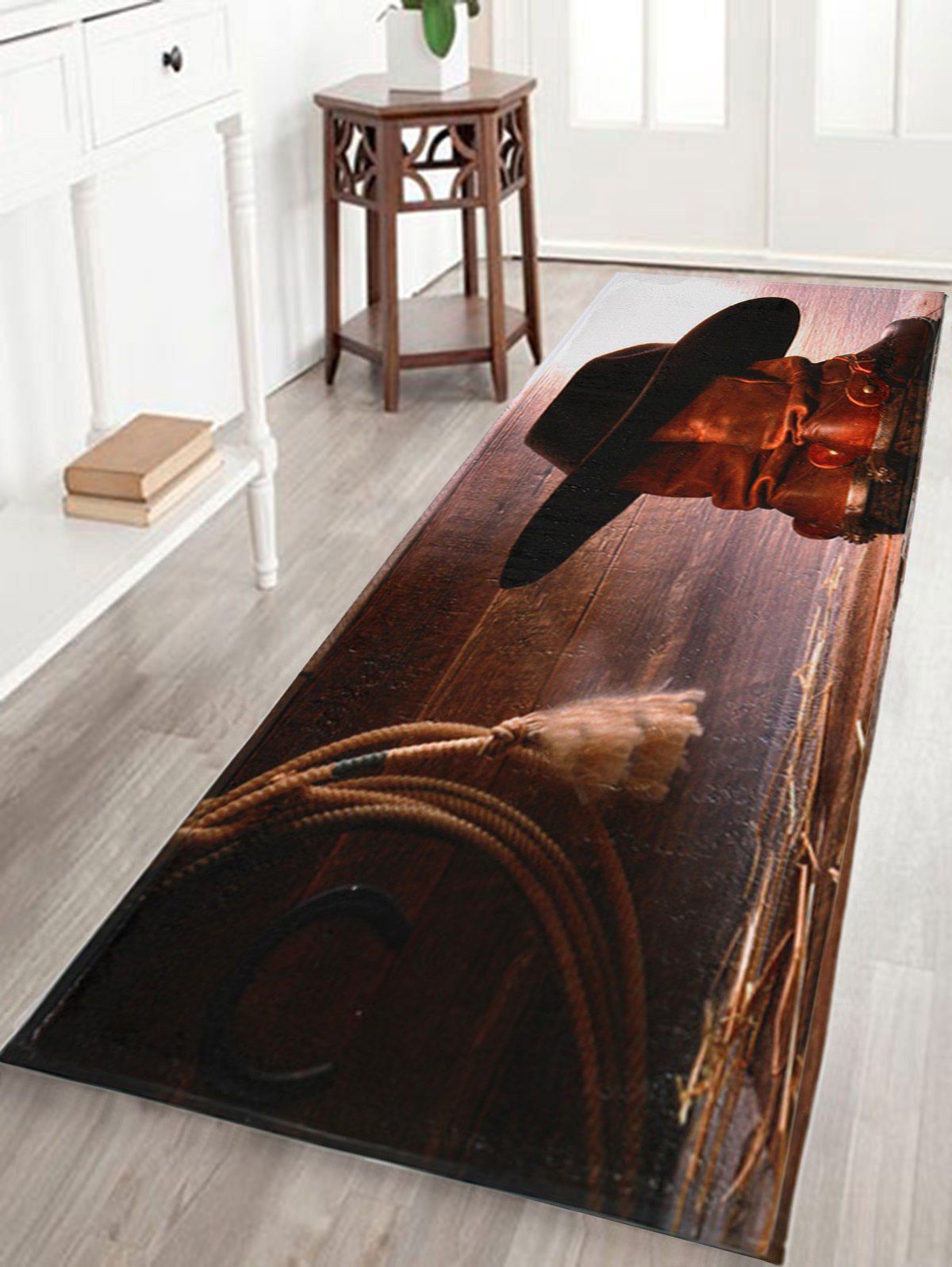 

Coral Fleece West Cowboy Home Entrance Rug, Brown