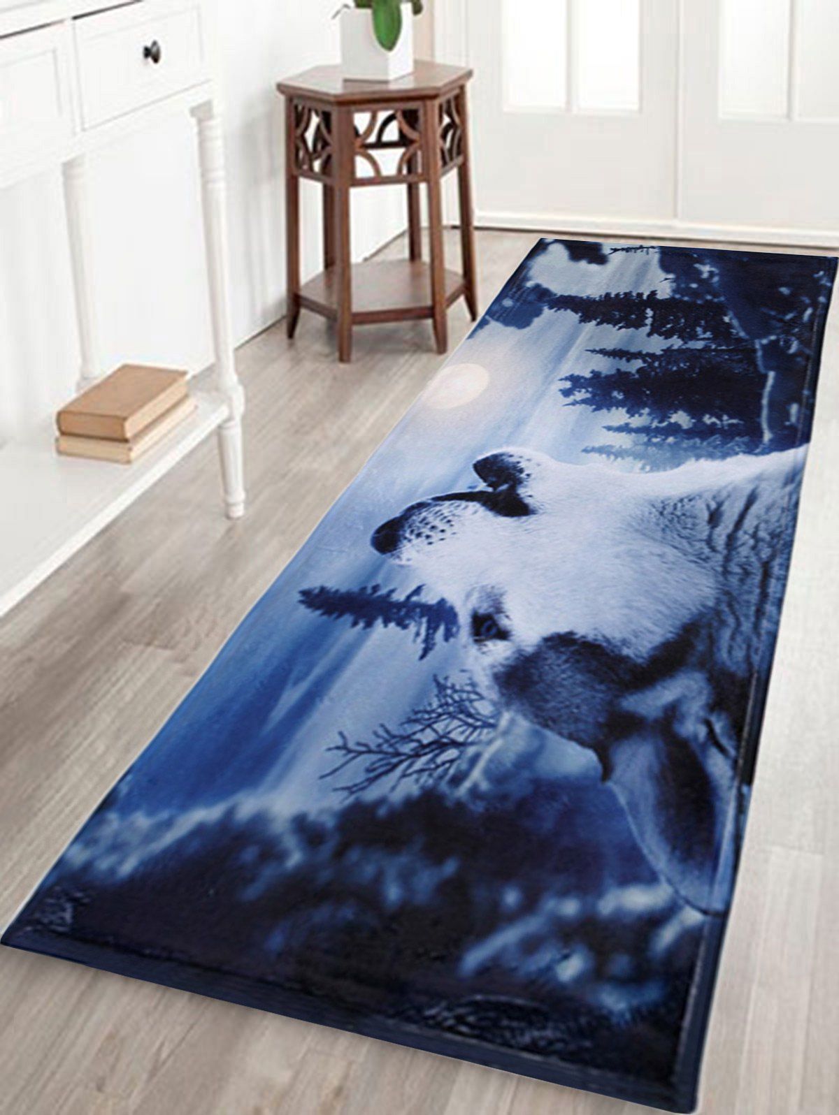 

Water Absorbent Snow Wolf Coral Fleece Floor Mat, Midnight