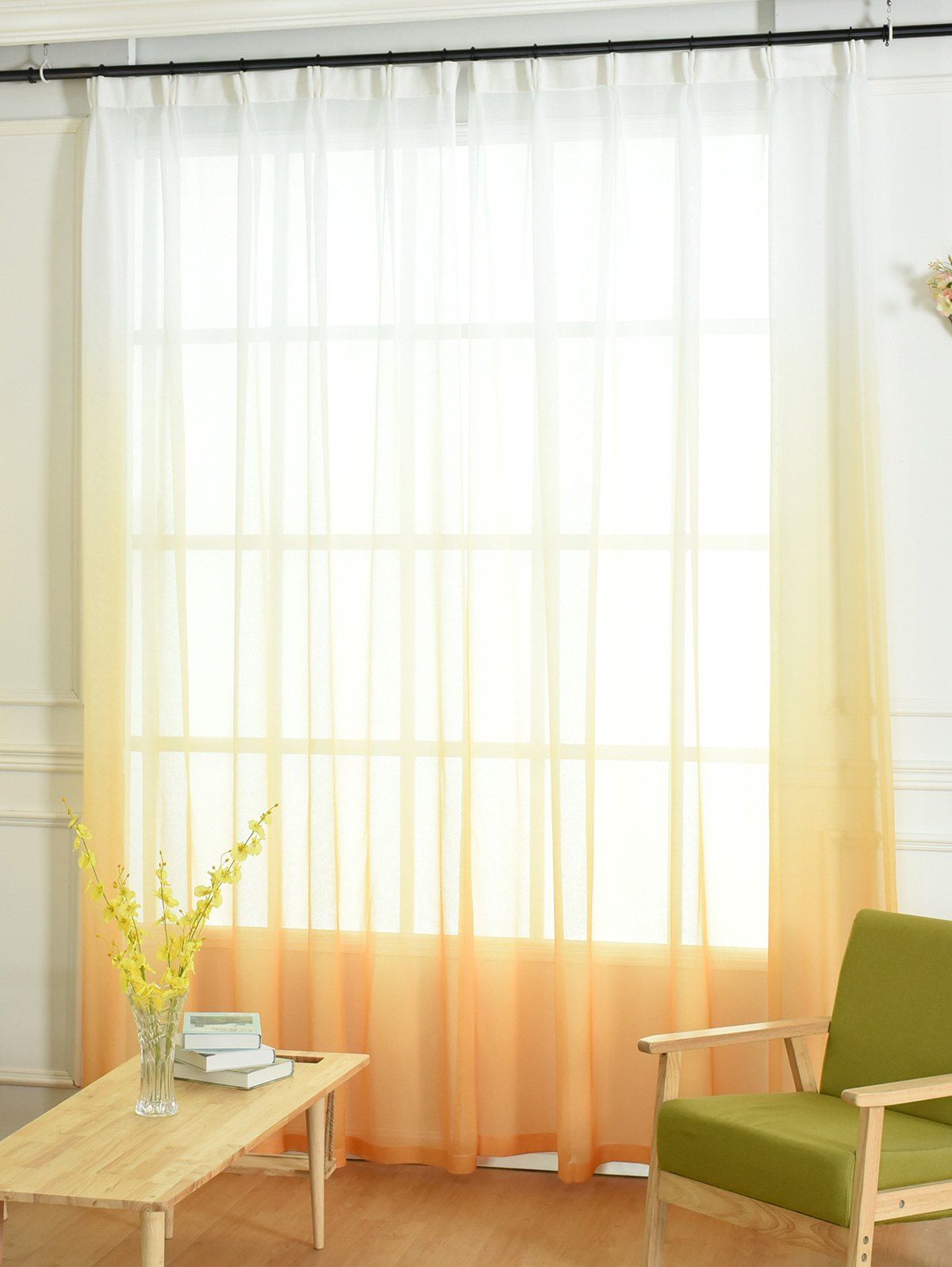 

Window Screen Ombre Decorative Sheer Tulle Curtain, Orange