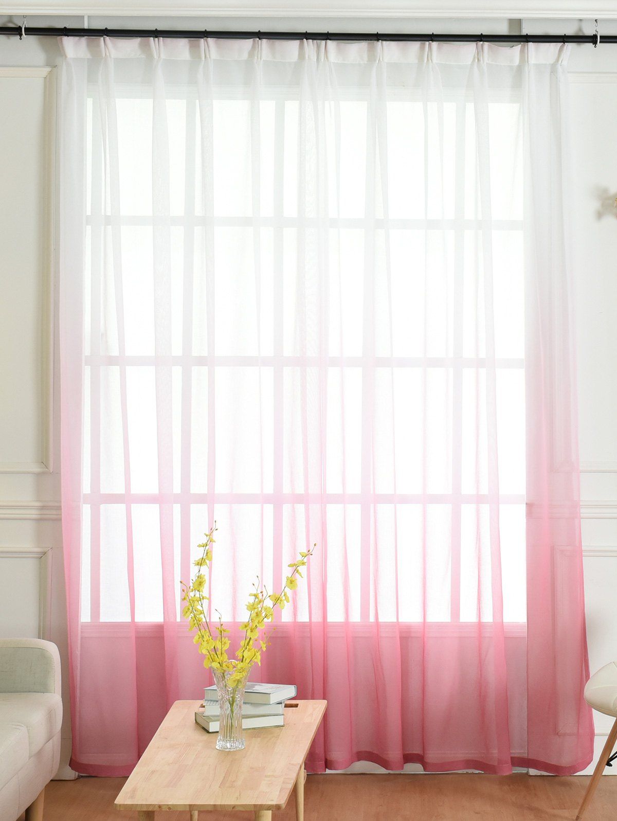 

Window Screen Ombre Decorative Sheer Tulle Curtain, Pink