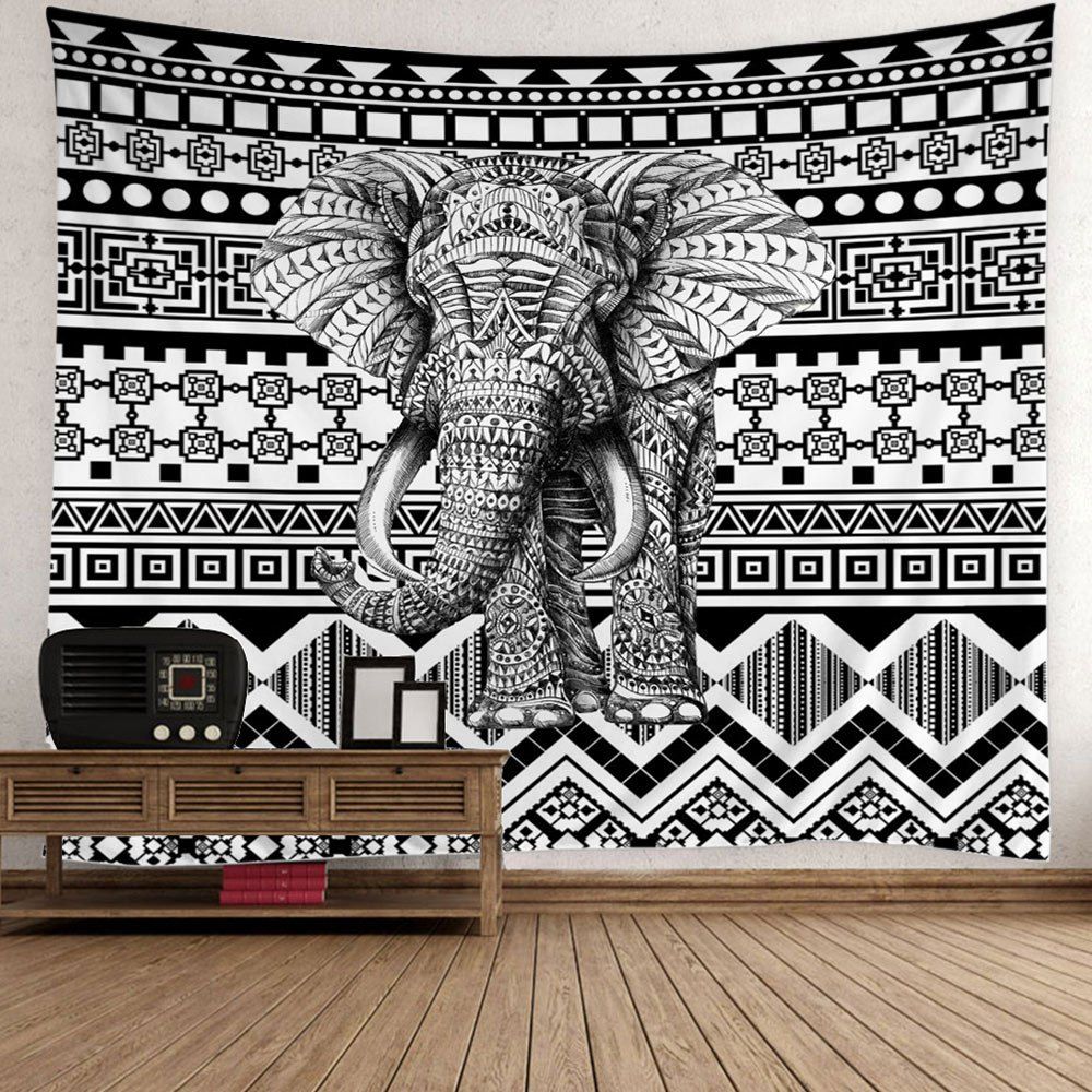 

Home Decor Elephant Geometric Wall Tapestry, Colorful