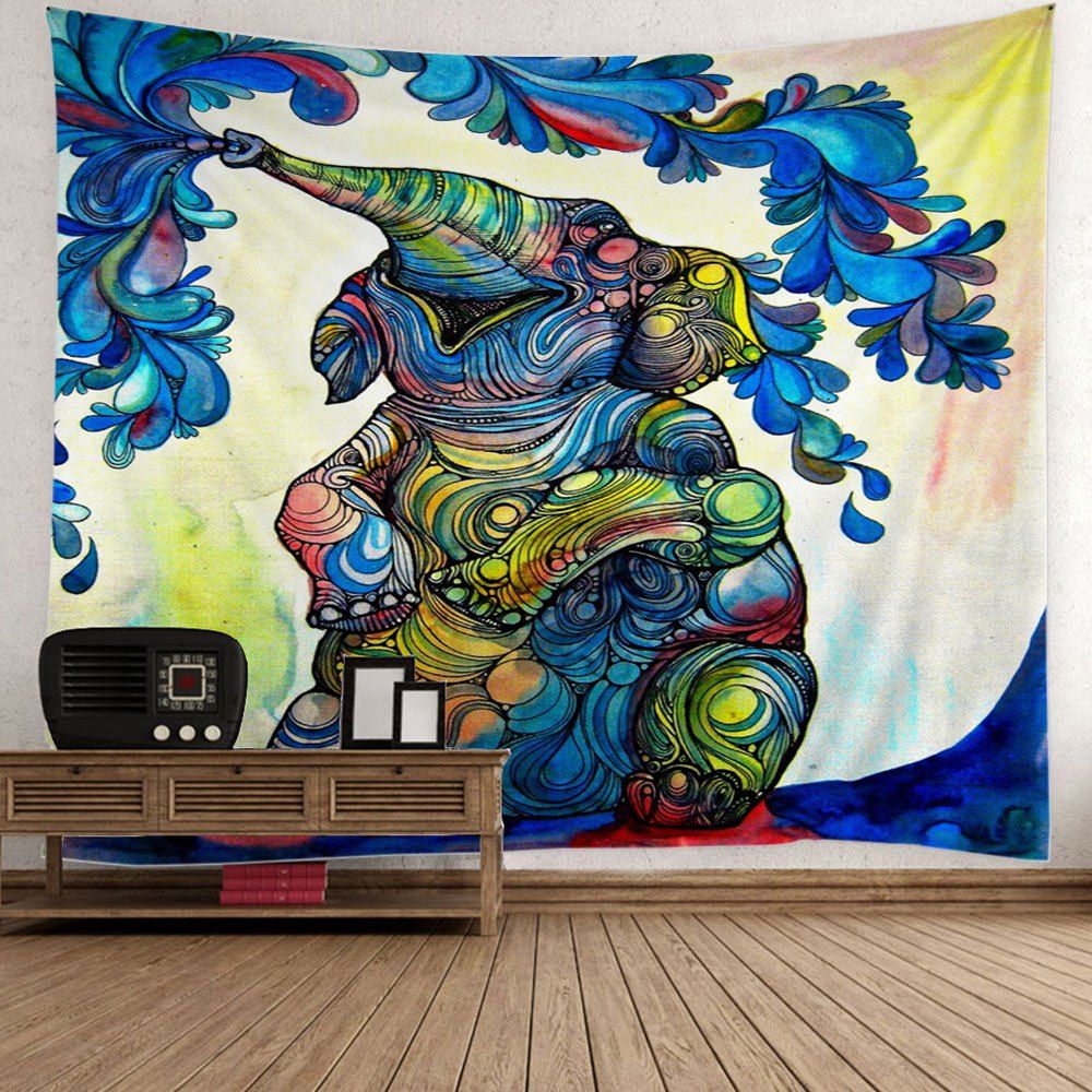 

Hippie Elephant Floral Print Wall Tapestry, Colorful