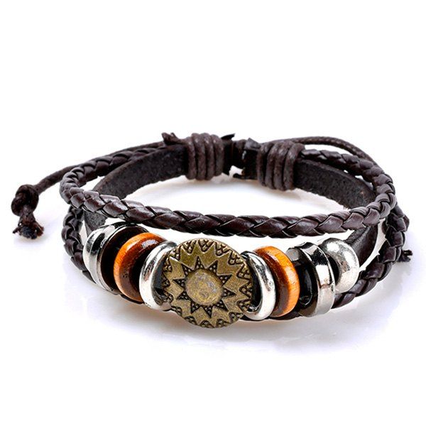 Affordable Circles Sun Pattern Embellished Layered Retro Bracelet  