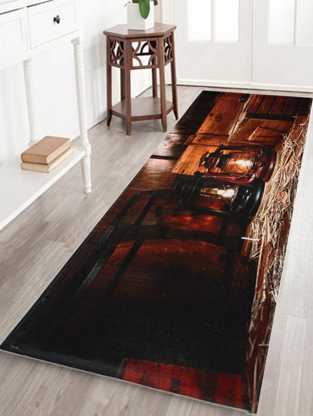 

Antislip Coral Fleece Vintage Lantern Area Rug, Brown