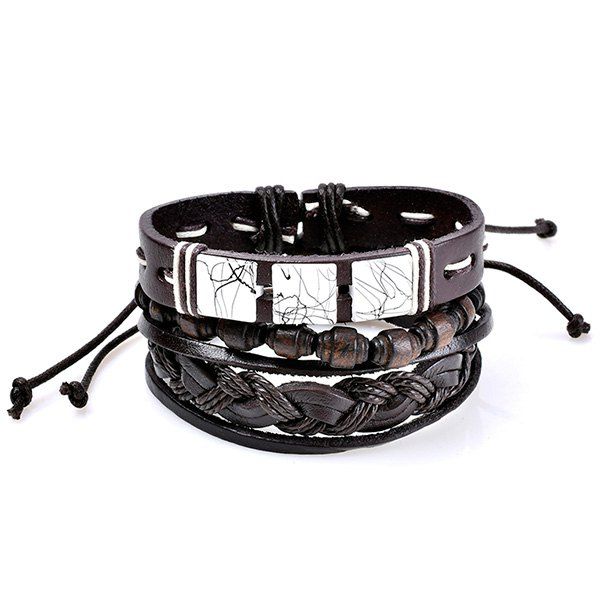 

Layered Faux Leather Woven Friendship Bracelets Set, Coffee